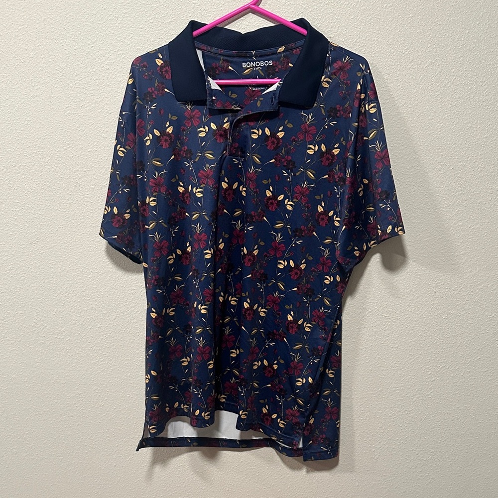 Bonobos Men's Navy Floral Polo Shirt